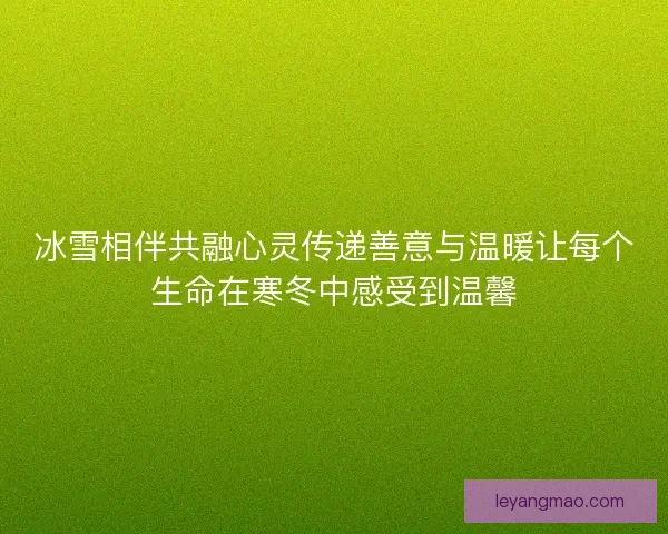冰雪相伴共融心灵传递善意与温暖让每个生命在寒冬中感受到温馨 冰雪相伴共融心灵传递善意与温暖让每个生命在寒冬中感受到温馨