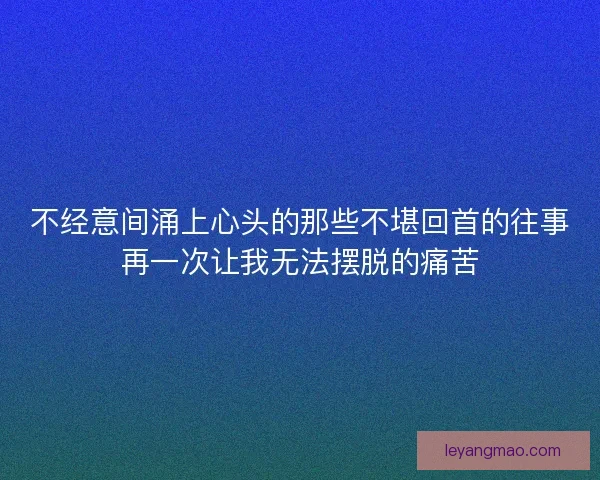 不经意间涌上心头的那些不堪回首的往事再一次让我无法摆脱的痛苦 不经意间涌上心头的那些不堪回首的往事再一次让我无法摆脱的痛苦
